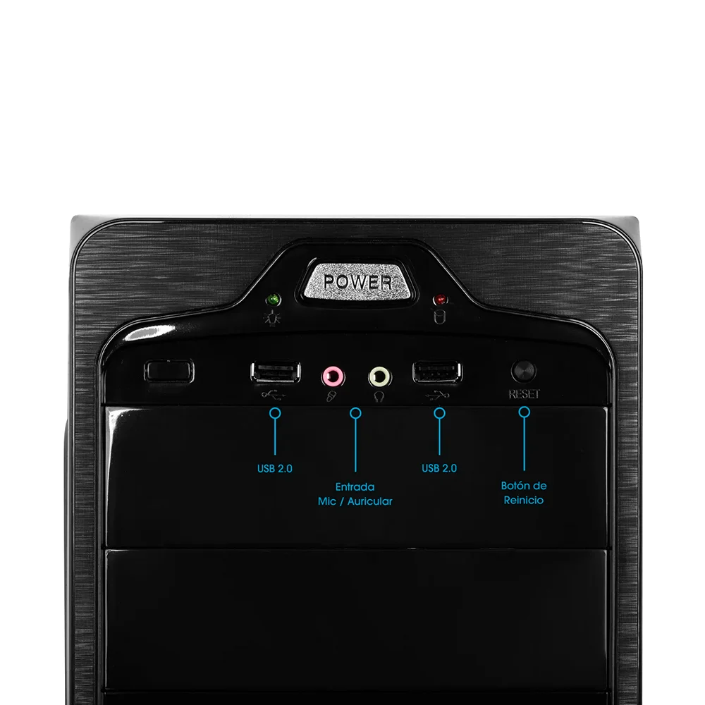 Case Gamer Enkore Mistique HD Audio ENK C2001 con Fuente de Poder 230W Color Negro