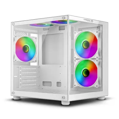 Case Gamer Cybertel Clipper CBX5007W - White 5Fan ARGB Iluminación LED