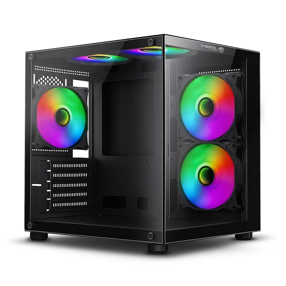 Case Gamer Cybertel Clipper CBX5007 - Black 5Fan ARGB Iluminación LED
