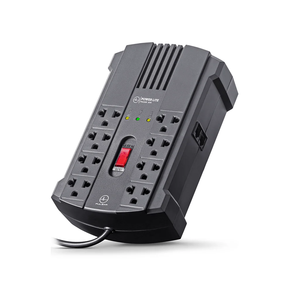 Estabilizador de Voltaje AVR Power Lite PLI1200 Pulsar AVR 1200VA/600W 8 Salidas 4AVR+4Protect