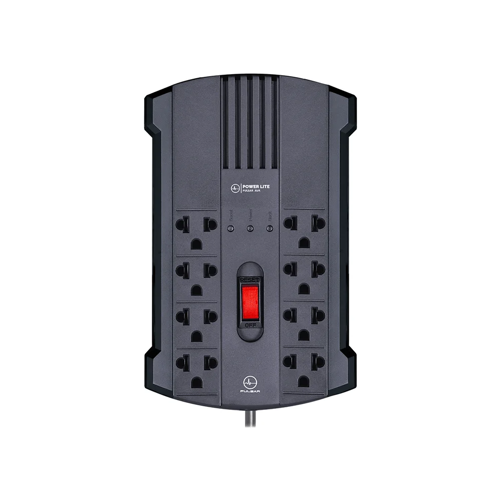 Estabilizador de Voltaje AVR Power Lite PLI1200 Pulsar AVR 1200VA/600W 8 Salidas 4AVR+4Protect