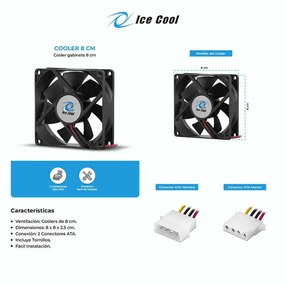 Ventilador para Case Gamer Ice Cool Cooler para Gabinete 8cm