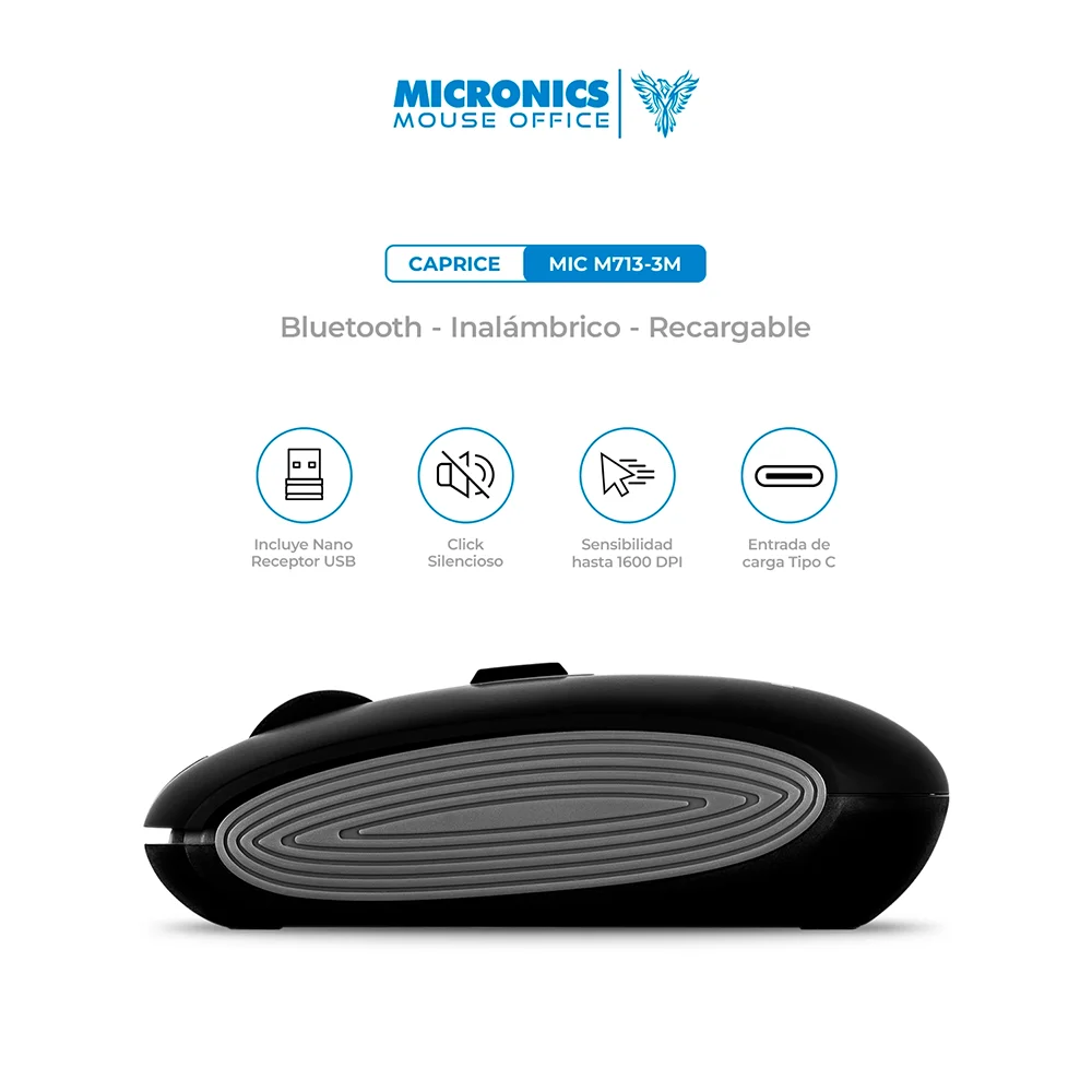 Mouse Inalámbrico Bluetooth Micronics Caprice M713 Rojo: Recargable