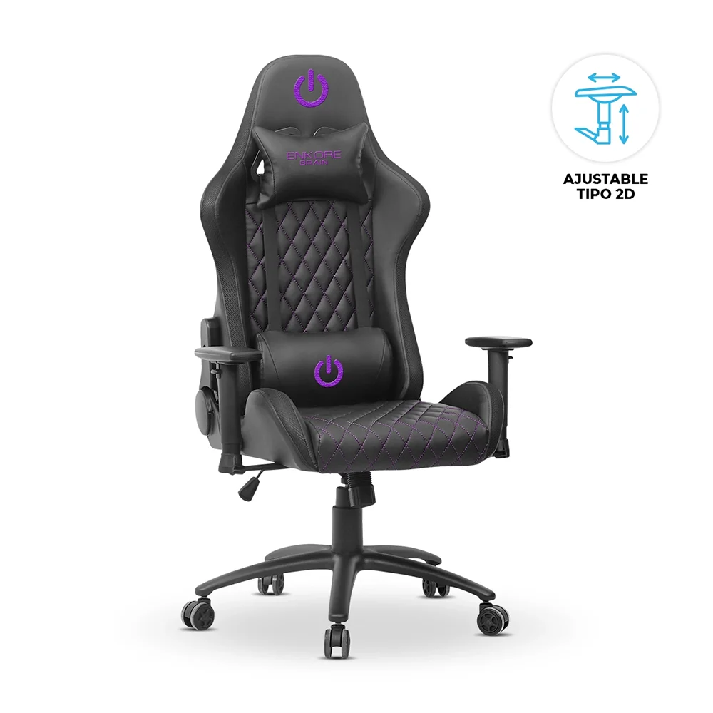 Silla Gamer Ergonómica Enkore Brain Purple Silla Gamer 2D (Terciopelo) ENC GC1004V