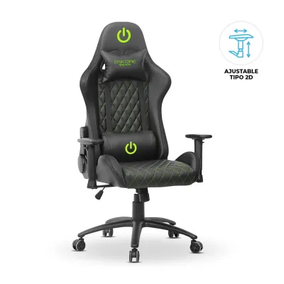 Silla Gamer Ergonómica Enkore Brain Green Silla Gamer 2D (Terciopelo) ENC GC1004V