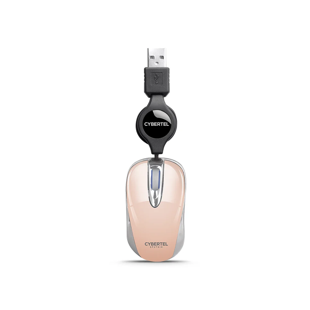 Mouse Óptico USB Cybertel Sputnik M204S Nude: Cable Retráctil