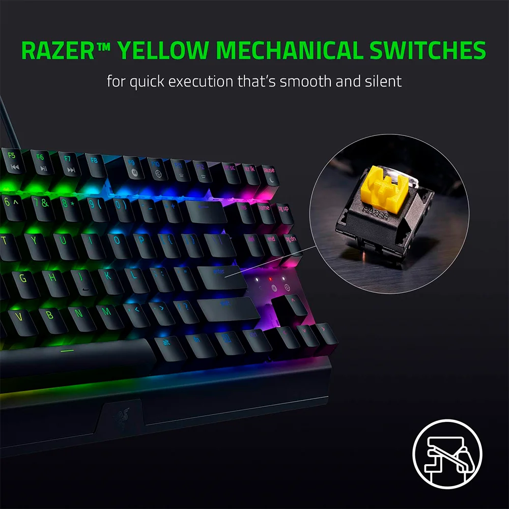Teclado Mecánico Razer BlackWidow V3 TKL Switch Amarillo Inglés Negro - RZ03-03491800-R3M1