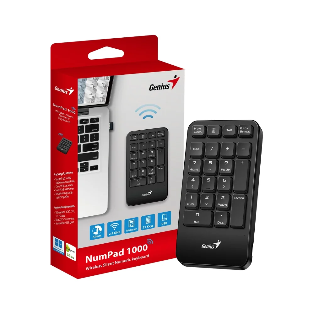 Teclado Numérico Genius NumPad 1000 Inalámbrico Negro - 31320003400