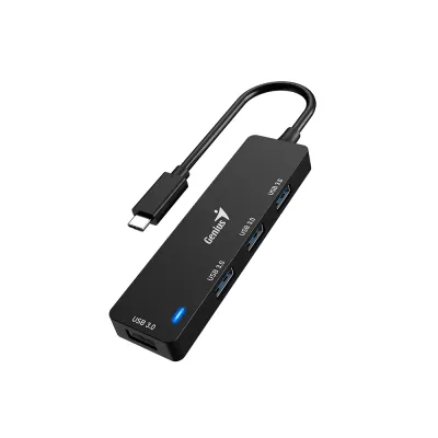 Hub USB-C Genius UH-400 de 4 Puertos USB-A 3.0 Negro - 31240002400