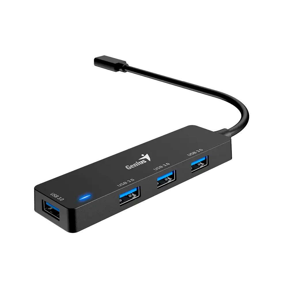 Hub USB-C Genius UH-400 de 4 Puertos USB-A 3.0 Negro - 31240002400
