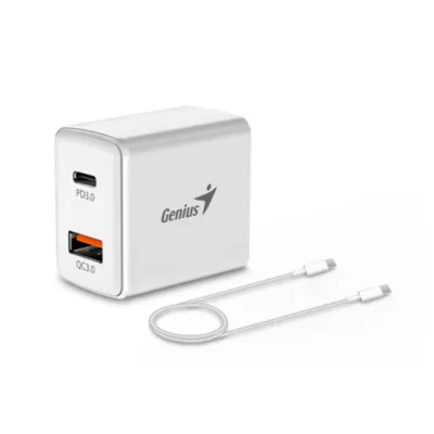 Cargador de Pared Genius PD-20ACP 20W USB-C y USB-A con Cable USB-C Blanco - 32590009400