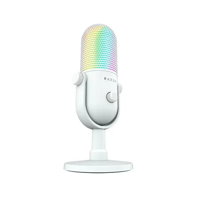 Micrófono USB Razer Seiren V3 Chroma White, condensador supercardioide RGB | RZ19-05060200-R3U1