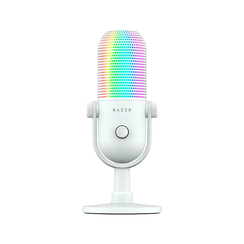 Micrófono USB Razer Seiren V3 Chroma White, condensador supercardioide RGB | RZ19-05060200-R3U1