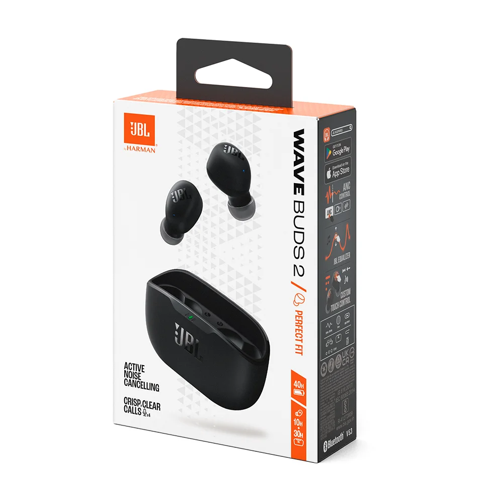 Audífonos True Wireless JBL Wave Buds 2 con Cancelación Activa de Ruido Bluetooth 5.3 Negro - JBLWBUDS2BLK