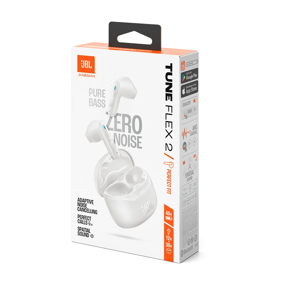 Audífonos True Wireless JBL Tune Flex 2 con Cancelación de Ruido Adaptativa Bluetooth 5.3 Blanco - JBLTFLEX2WHTAM