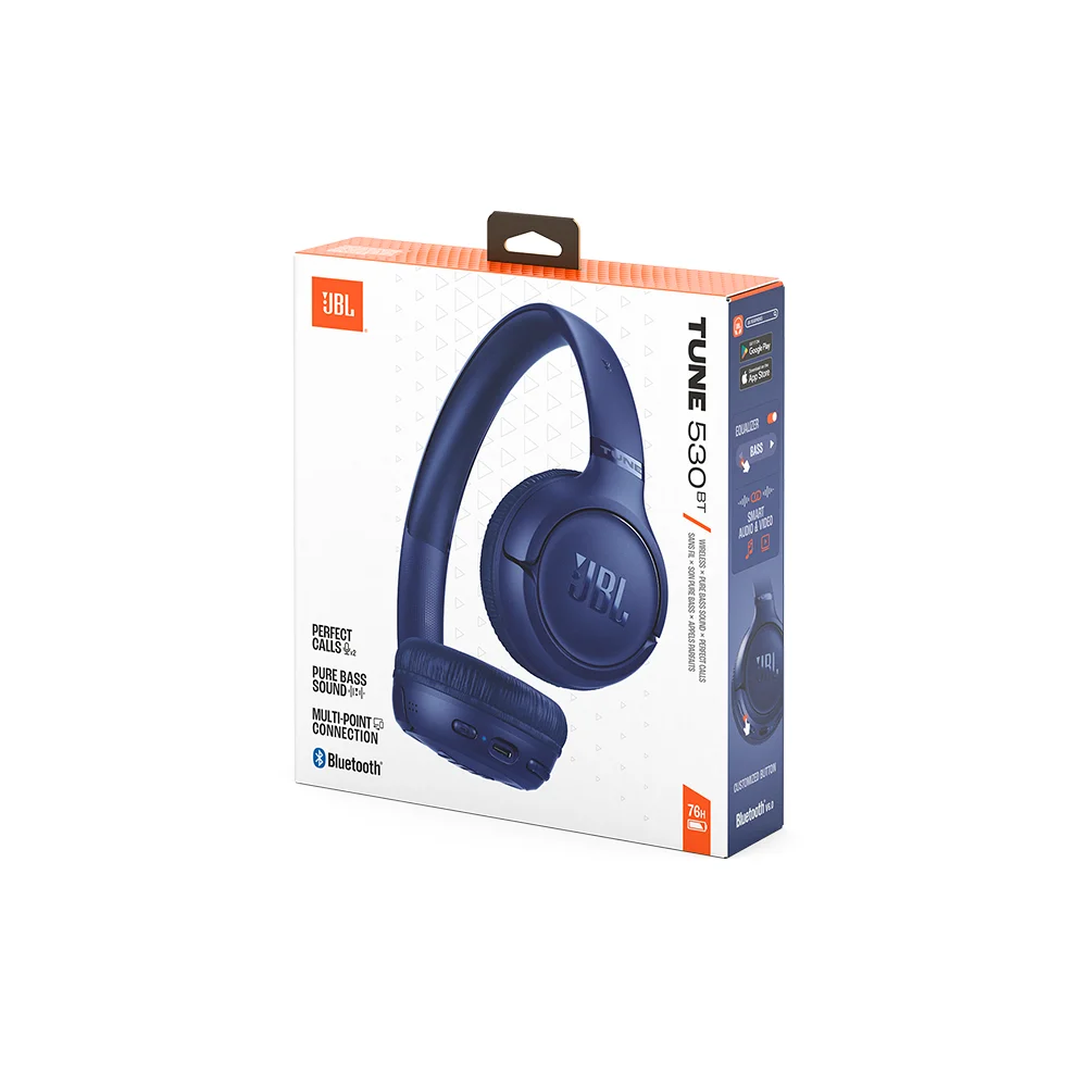 Audífonos Bluetooth JBL Tune 530BT, autonomía de 76 horas, color azul - JBLT530BTBLUAM