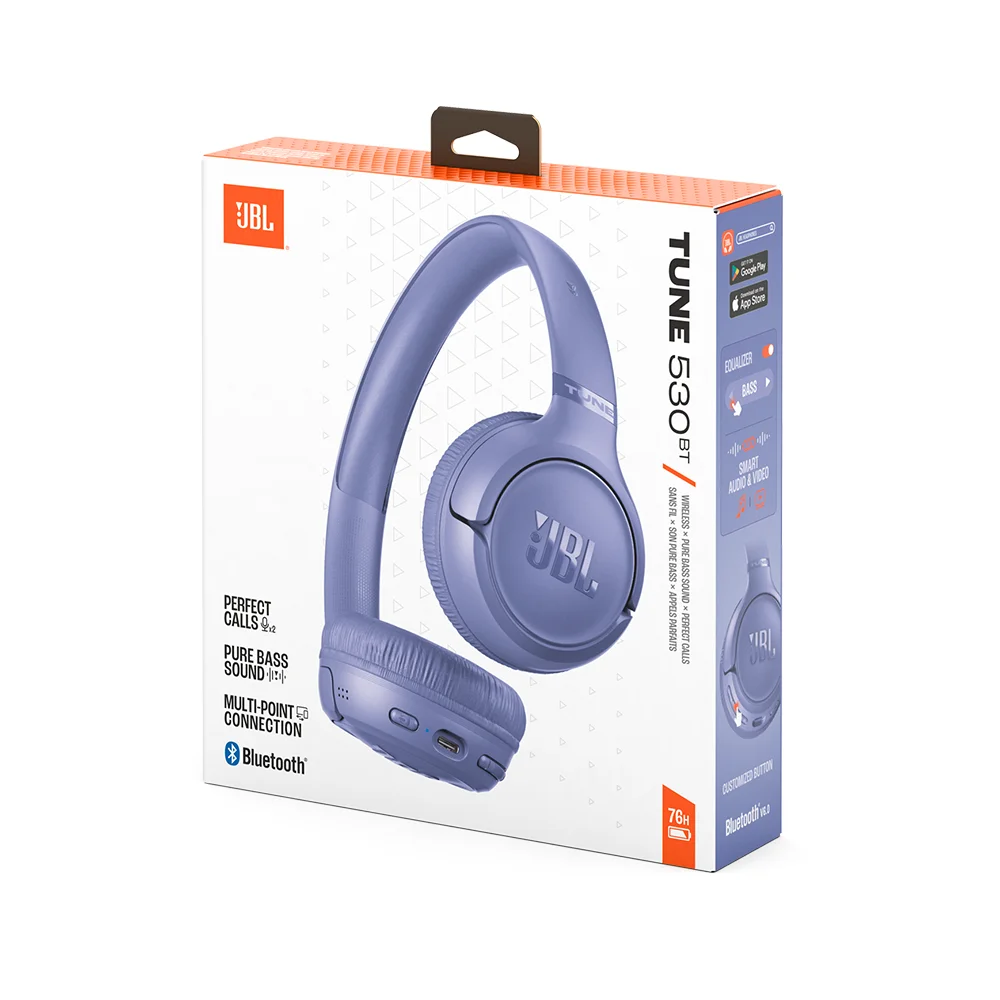 Audífonos Bluetooth JBL Tune 530BT, autonomía de 76 horas, color lavanda- JBLT530BTLAVAM