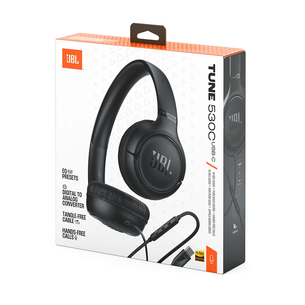 Audífonos On-Ear con Cable JBL Tune 530C USB-C, Hi-Res Audio 96kHz/24bit - JBLT530CBLKAM