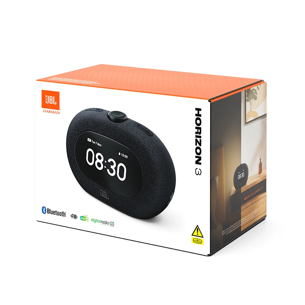 Radio Reloj Despertador Bluetooth JBL Horizon 3 con Radio FM, Luz Ambiental y Carga USB-C - JBLHORIZON3BLKAM