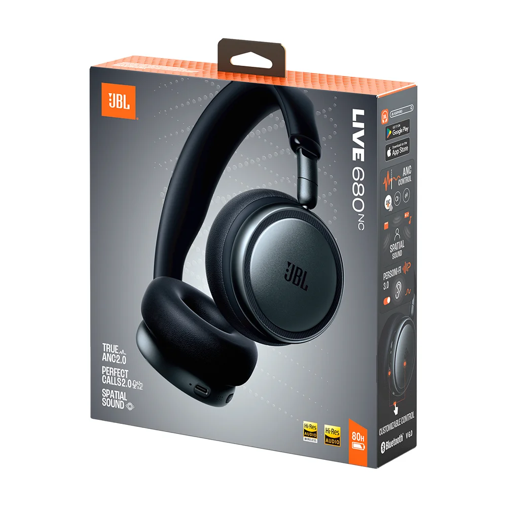 Auriculares On-Ear Inalámbricos JBL Live 680NC con Cancelación de Ruido Adaptativa Bluetooth 6.0 Negro - JBLLIVE680NCBLKAM