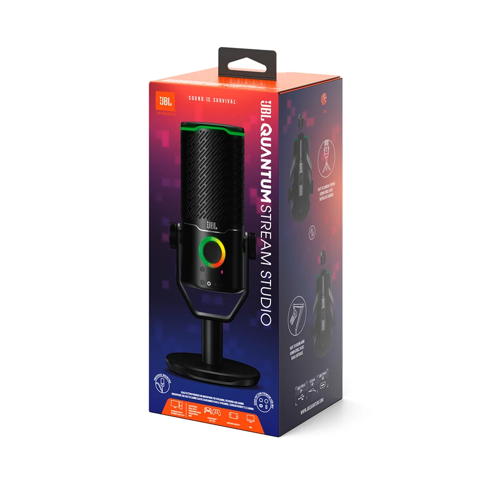 Micrófono USB de Condensador JBL Quantum Stream Studio 4 Patrones Polares 192 kHz Negro - JBLSTRMSTUDIOBLKAM