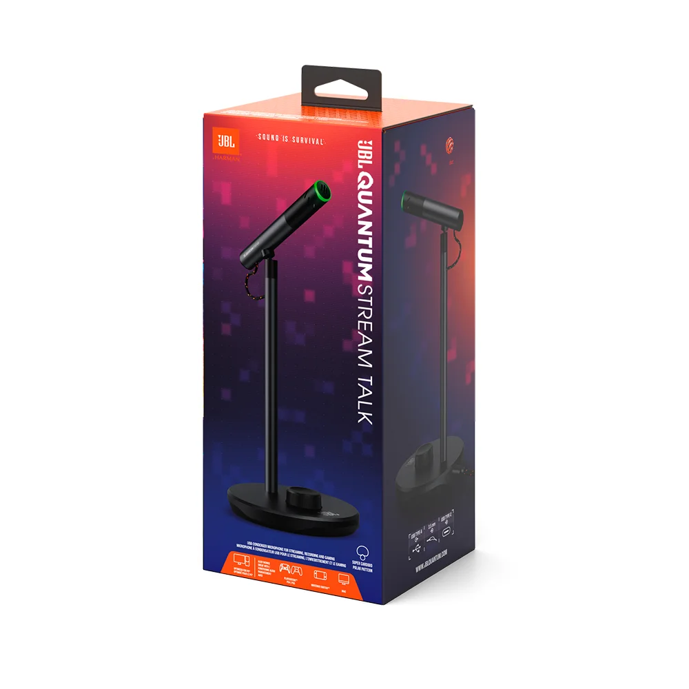 Micrófono USB de Condensador JBL Quantum Stream Talk Supercardioide 96 kHz 24 Bits Negro JBLSTRMTALKBLKAM
