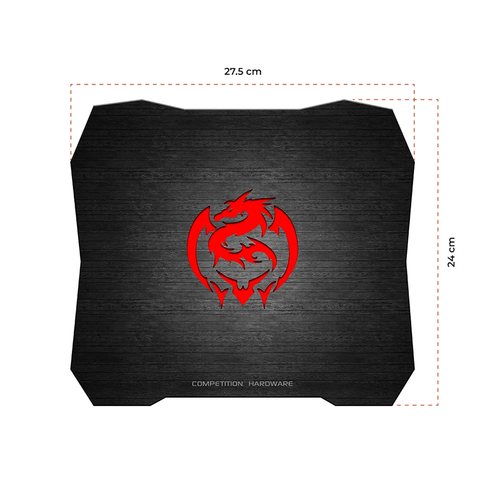 Mouse pad gamer Sigma SIG X35.2 Dragon antideslizante 27,5 × 24 cm, 3 mm, negro y rojo