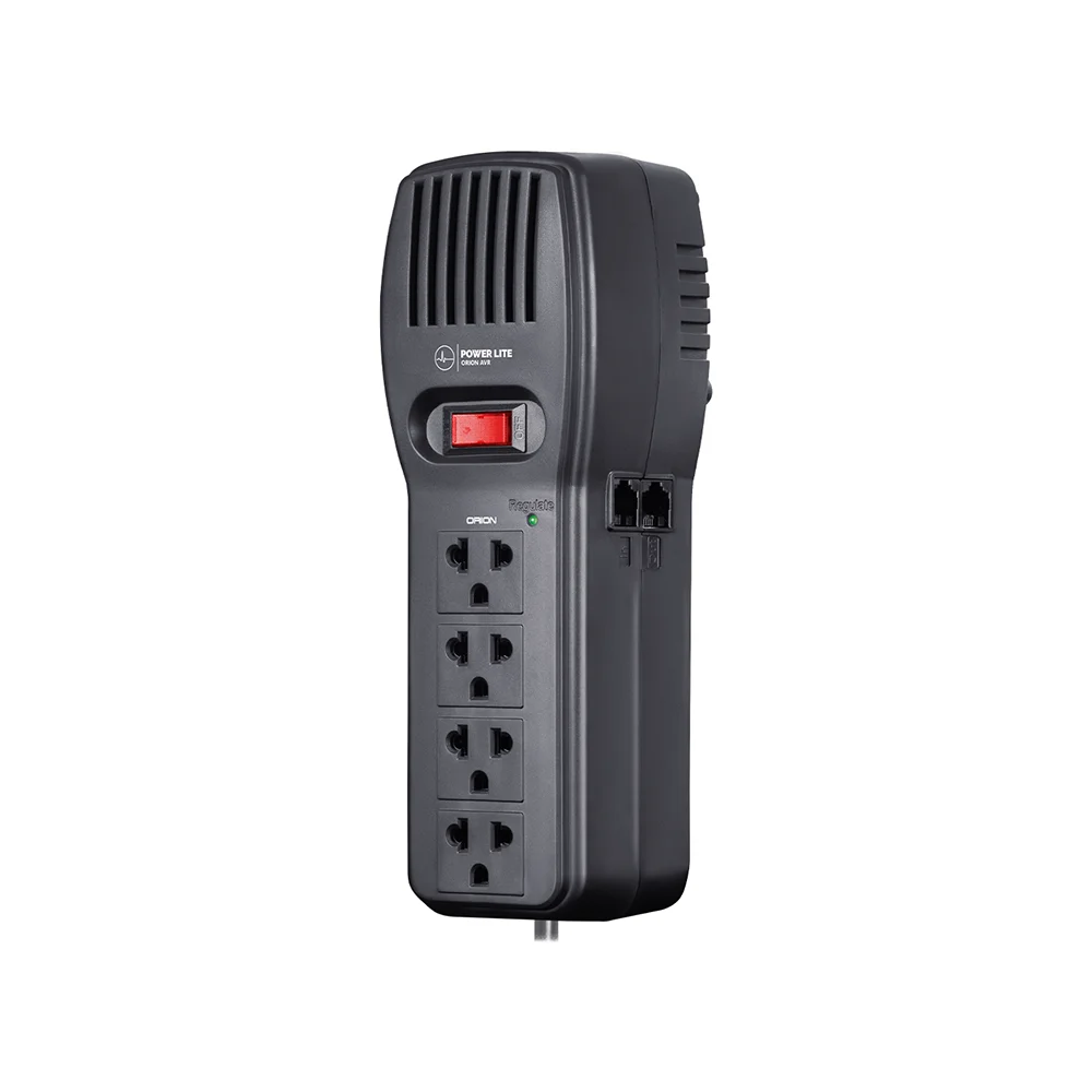 Estabilizador AVR Power Lite Orion PLI 1001 de 1000 VA y 500 W con 4 tomas protegidas y RJ45/RJ11