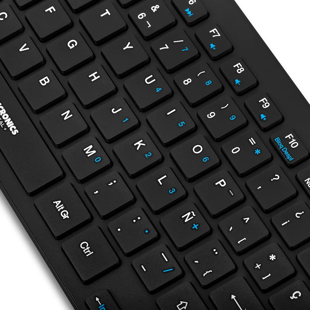 Teclado multimedia compacto Micronics Pascal MIC K500 USB, español y funda protectora