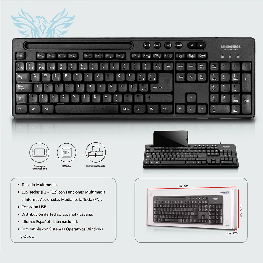 Teclado multimedia Micronics Magnus+ MIC K734 USB