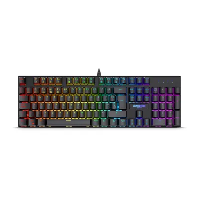 Teclado mecánico gamer Micronics Mirage MIC GK1003 RGB, switches rojos Hot Swappable y anti-ghosting