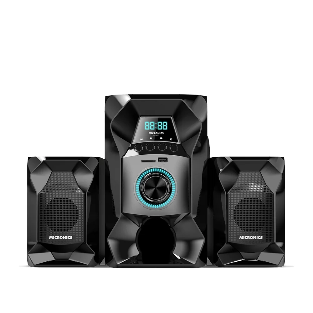 Sistema de audio 2.1 Micronics Fenix MIC S7502 con Bluetooth, LED RGB, woofer de 4", USB, microSD y radio FM