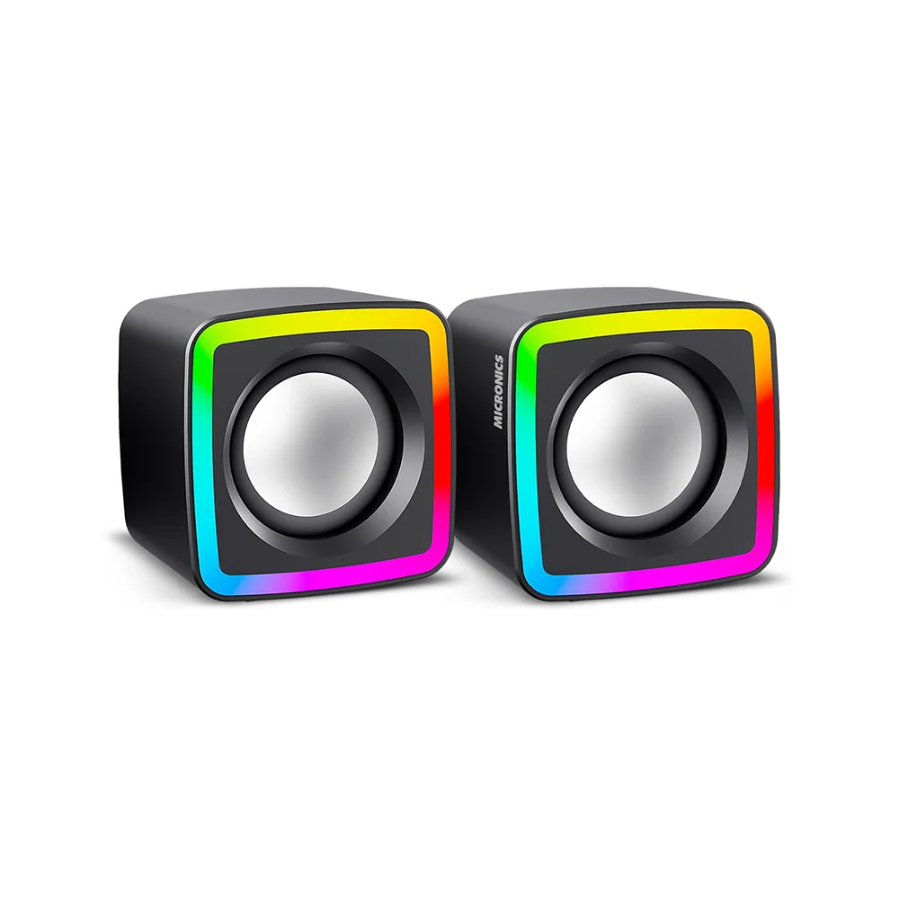 Parlantes Gamer 2.0 Micronics Frantic MIC S302 RGB 2.0" Jack 3.5mm USB