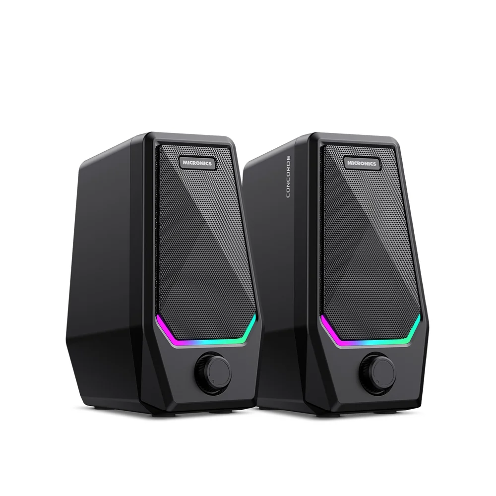 Parlantes Gamer 2.0 Micronics Concorde MIC S300 RGB Táctil 2.5" Jack 3.5mm USB