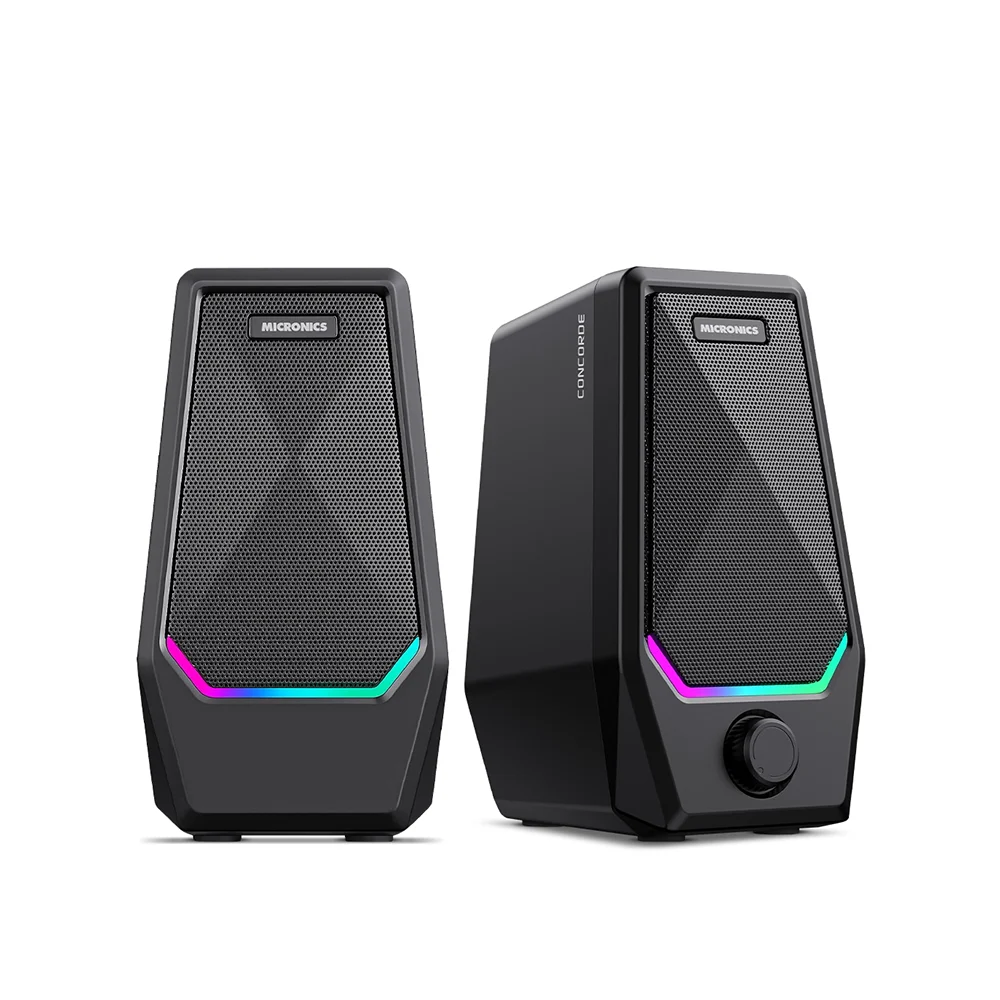 Parlantes Gamer 2.0 Micronics Concorde MIC S300 RGB Táctil 2.5" Jack 3.5mm USB