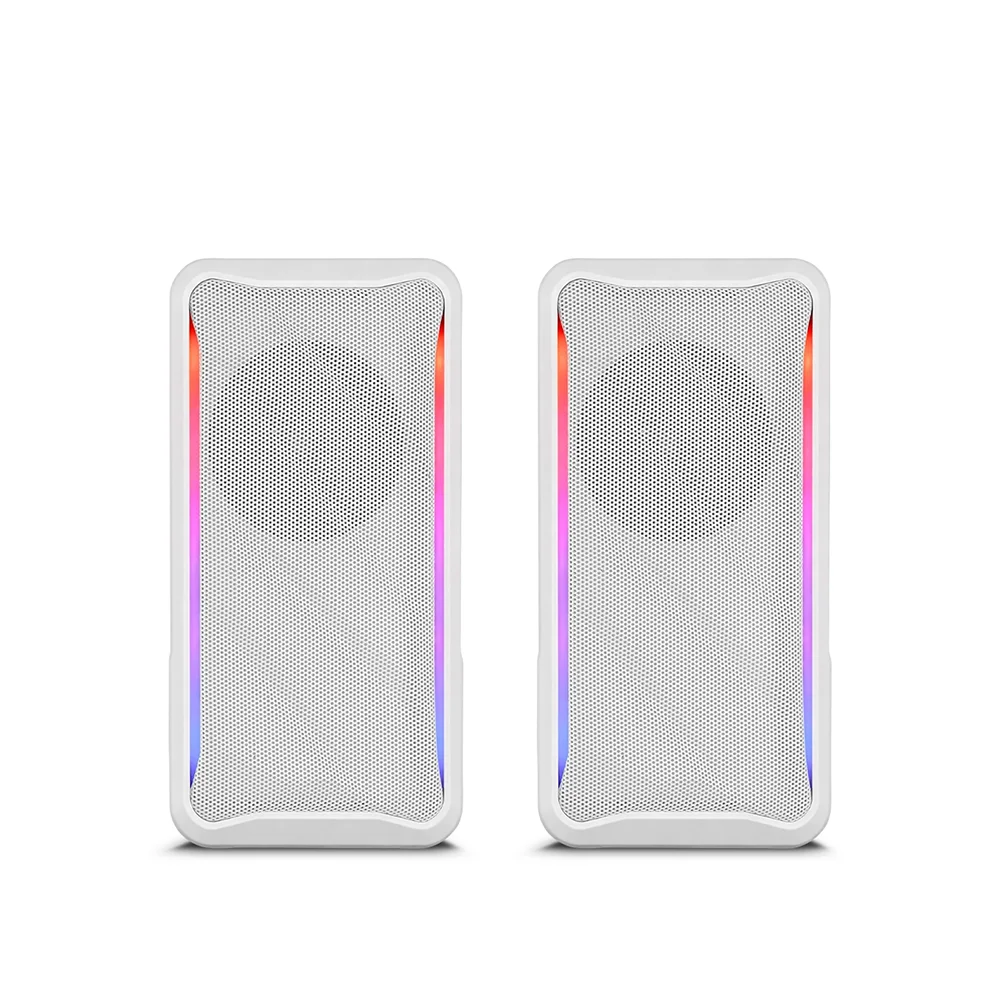 Parlantes Gamer 2.0 Micronics Mirage MIC S311W RGB 2.5" Jack 3.5mm USB Blanco