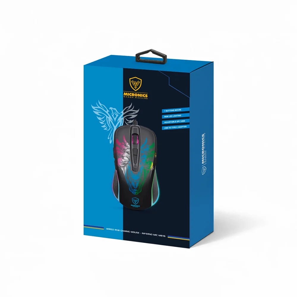 Mouse Gamer Micronics Inferno MIC M816 RGB 12800 DPI 7 Botones con Cable USB