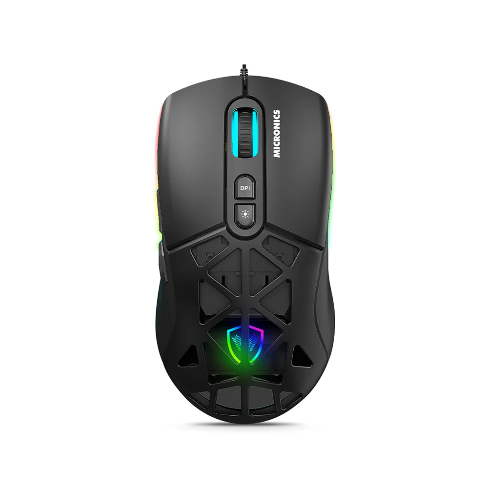 Mouse Gamer Micronics Mirage MIC GM890 RGB 12800 DPI 7 Botones Cubierta Intercambiable USB