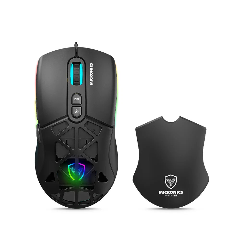 Mouse Gamer Micronics Mirage MIC GM890 RGB 12800 DPI 7 Botones Cubierta Intercambiable USB