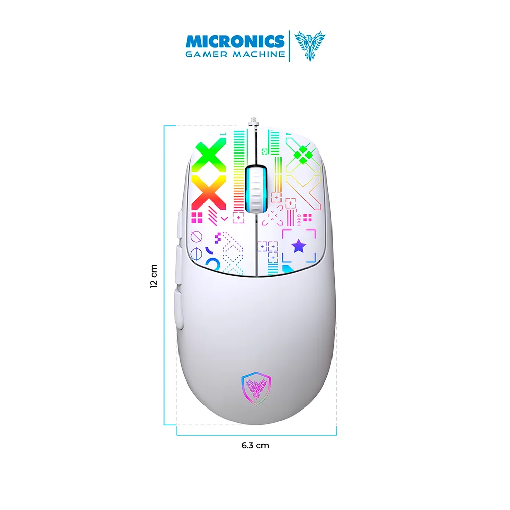 Mouse Gamer Micronics X-Byte MIC GM889 RGB 12800 DPI 7 Botones Cable Ultraweave USB