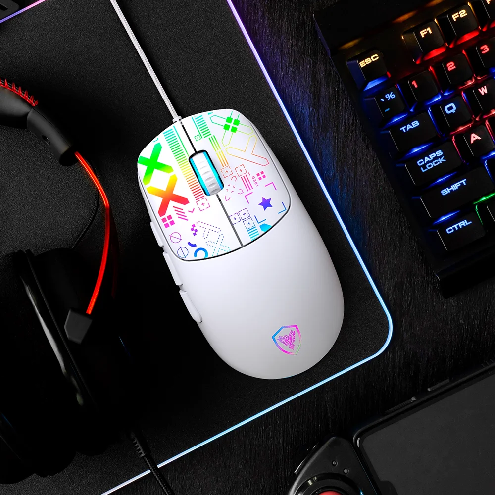 Mouse Gamer Micronics X-Byte MIC GM889 RGB 12800 DPI 7 Botones Cable Ultraweave USB