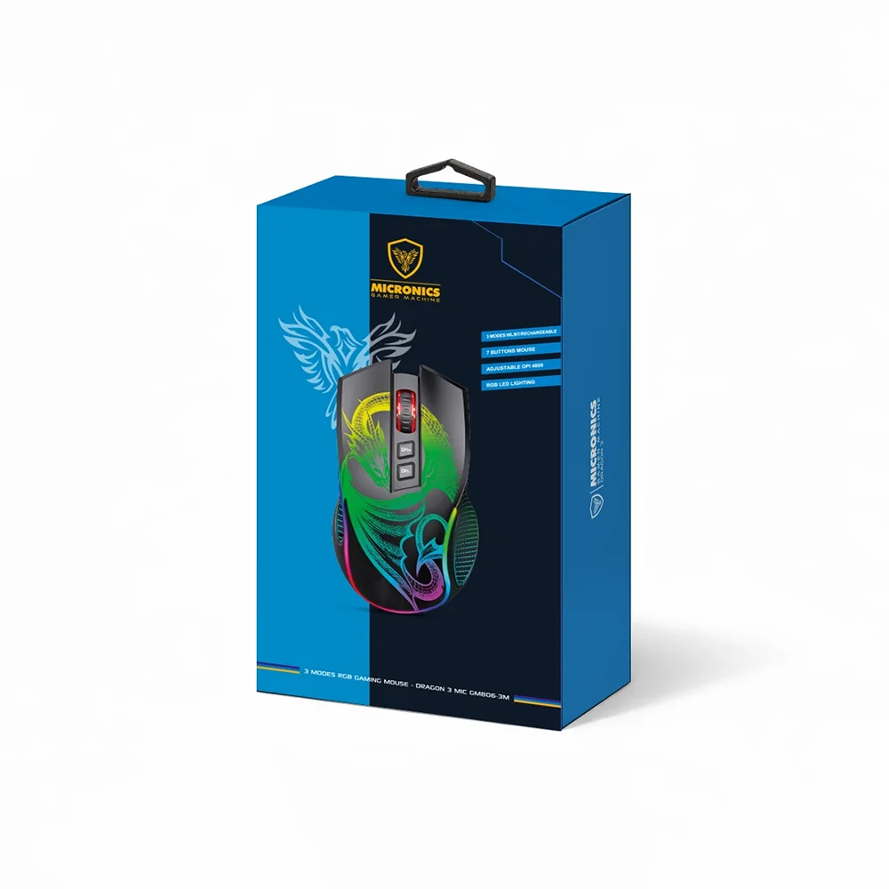 Mouse Gamer Inalámbrico Micronics Dragon 3 MIC GM806-3M Bluetooth 2.4GHz Recargable RGB