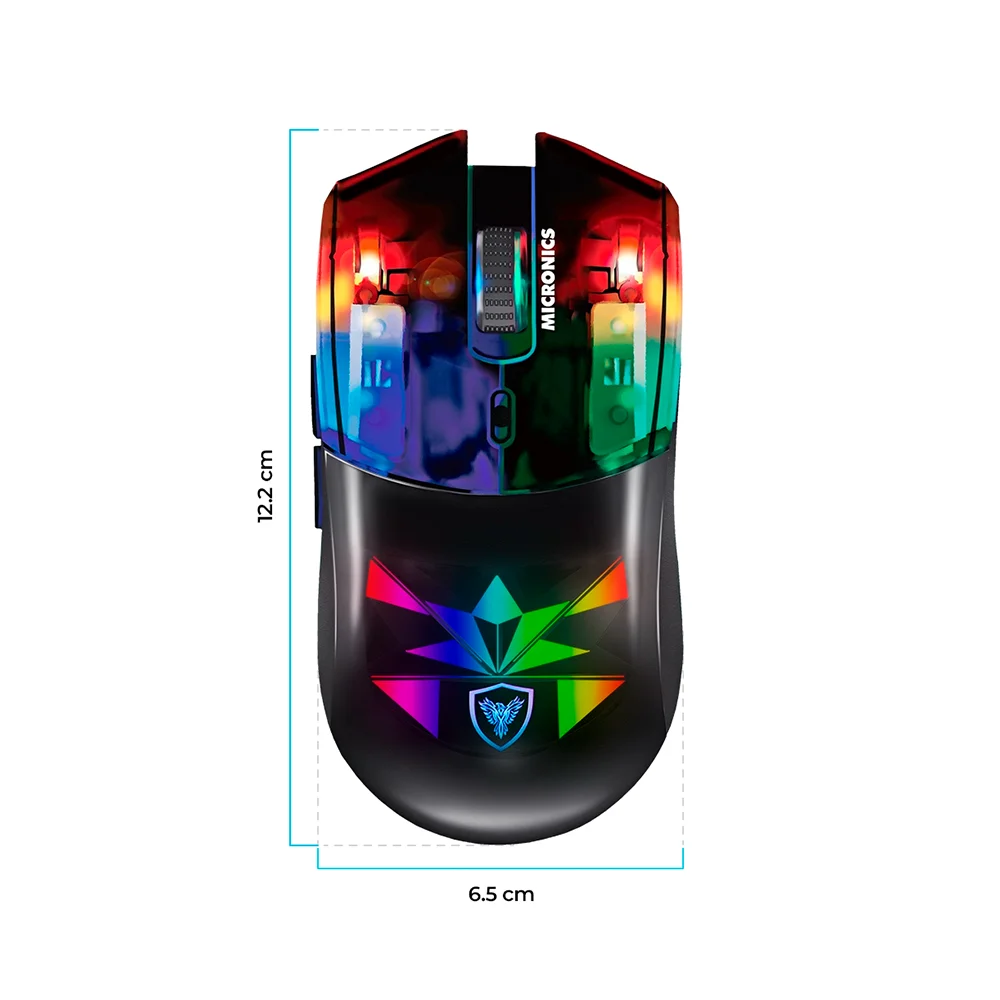Mouse Gamer Inalámbrico Micronics Neon 3 MIC GM809-3M Bluetooth 2.4GHz Recargable RGB