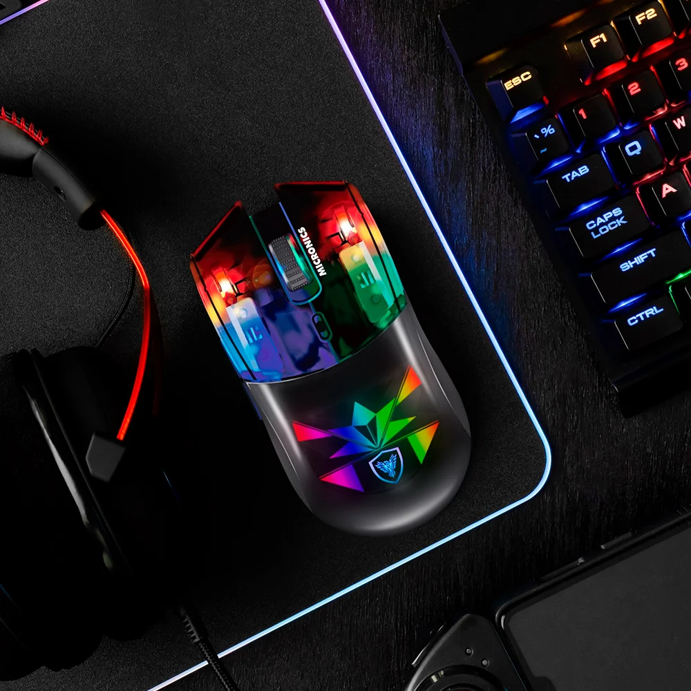 Mouse Gamer Inalámbrico Micronics Neon 3 MIC GM809-3M Bluetooth 2.4GHz Recargable RGB