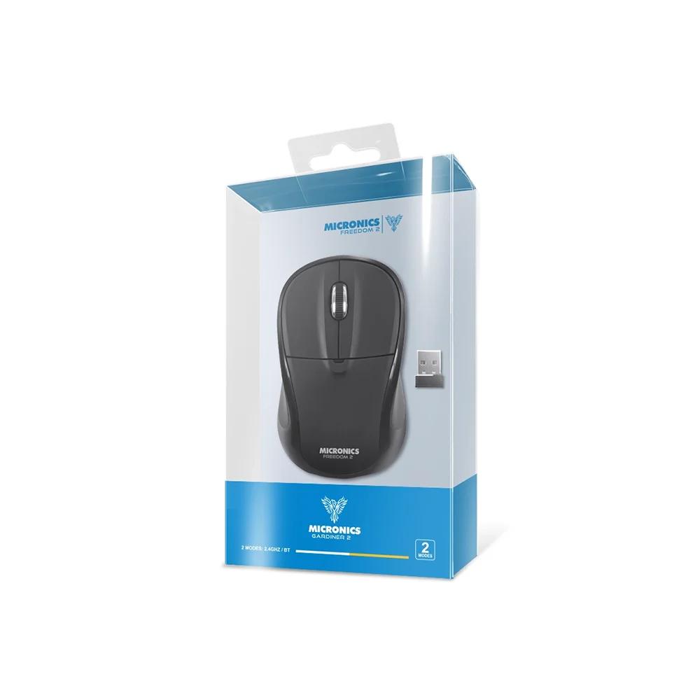 Mouse Inalámbrico Micronics Freedom 2 MIC M723-2M Conexión Dual Bluetooth 2.4GHz 1200 DPI