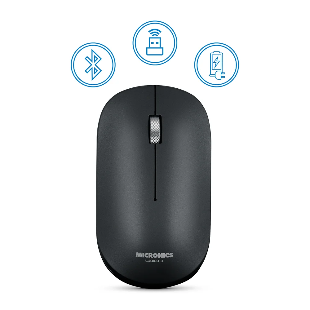 Mouse Inalámbrico Micronics Ludico 3 MIC M722-3M Bluetooth 2.4GHz Recargable Clic Silencioso