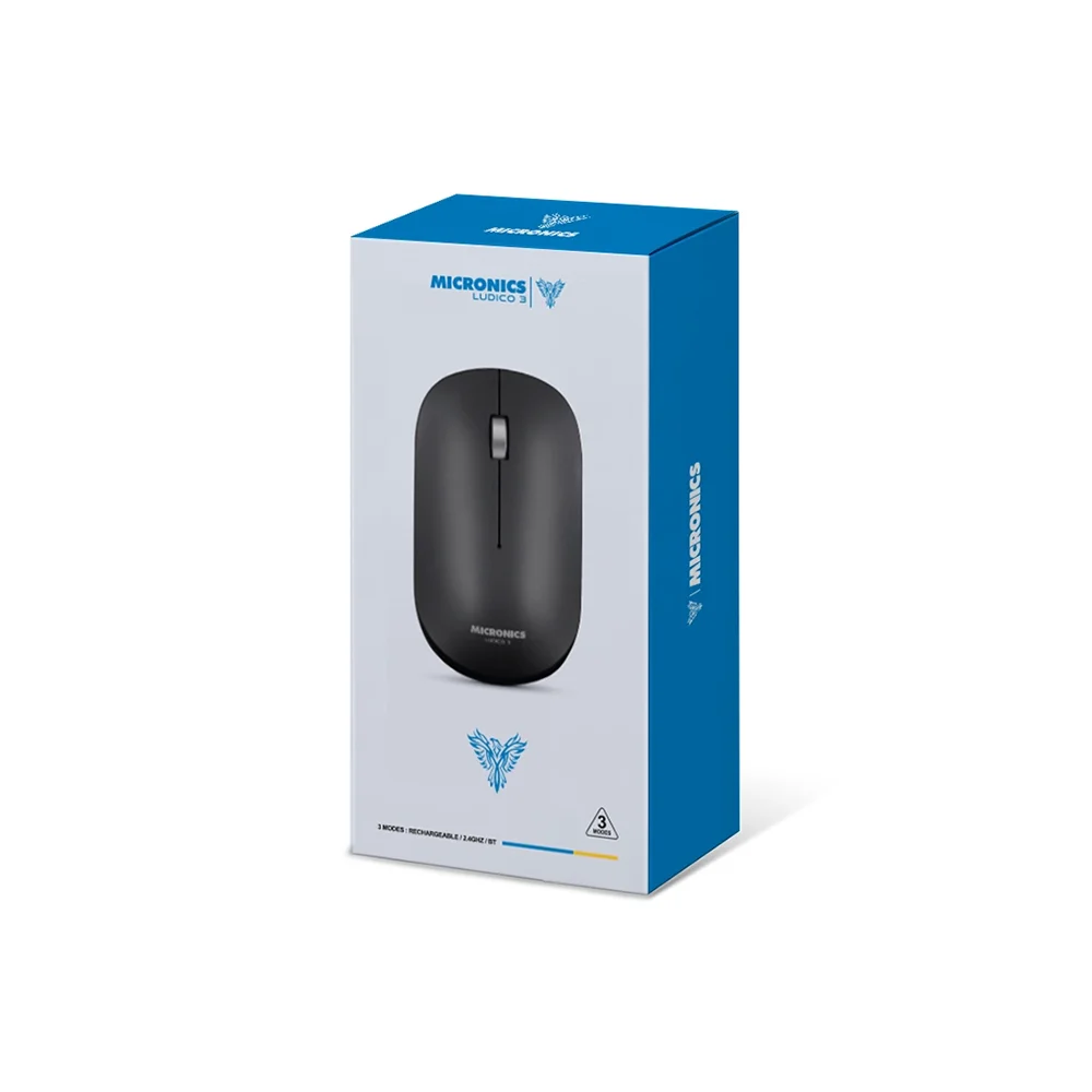 Mouse Inalámbrico Micronics Ludico 3 MIC M722-3M Bluetooth 2.4GHz Recargable Clic Silencioso