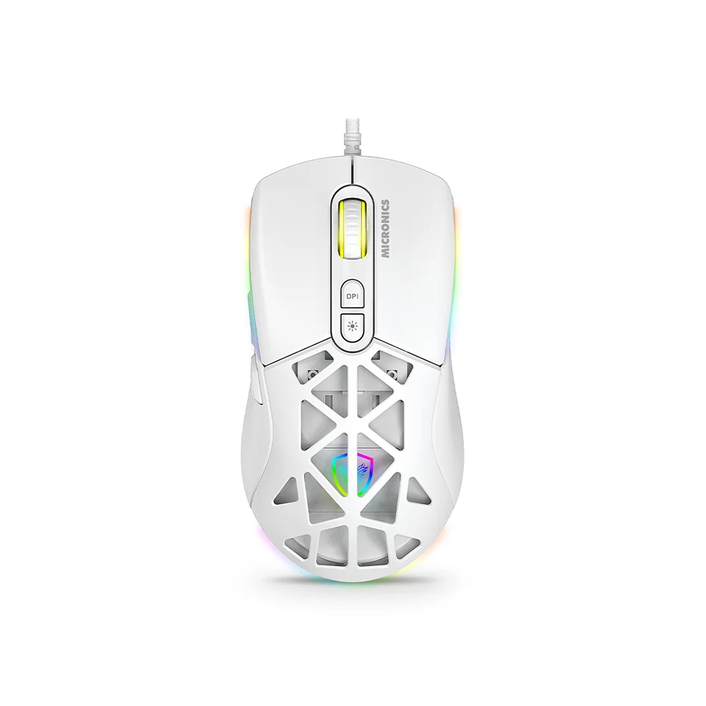 Kit Gamer 3 en 1 Micronics Mirage MIC GTX 2003 3W Teclado Mecánico Red Mouse 12800 DPI Auricular Blanco