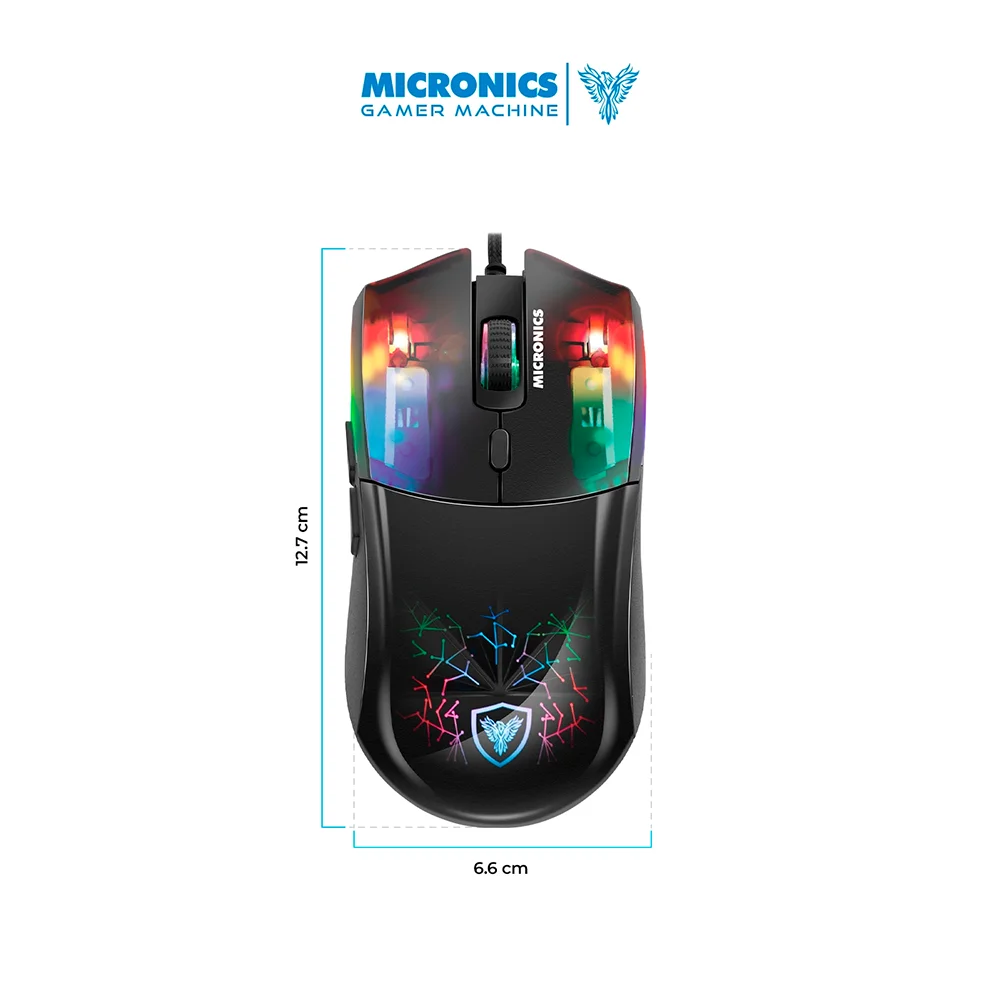 Kit Gamer 2 en 1 Micronics Neon MIC GT1000+ Teclado Rainbow Anti-Ghosting Mouse RGB 7200 DPI
