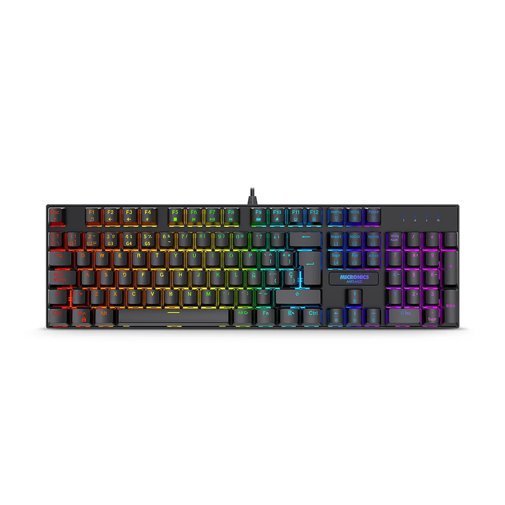 Kit Gamer 3 en 1 Micronics Mirage MIC GTX 2003 3K Teclado Mecánico Red Mouse 12800 DPI Auricular Negro